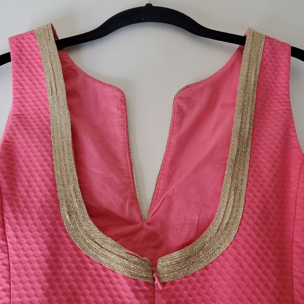 Lilly Pulitzer Womens Shift Sleeveless Dress Pink w/Gold Trim Sz 12 Resortwear - Picture 7 of 13